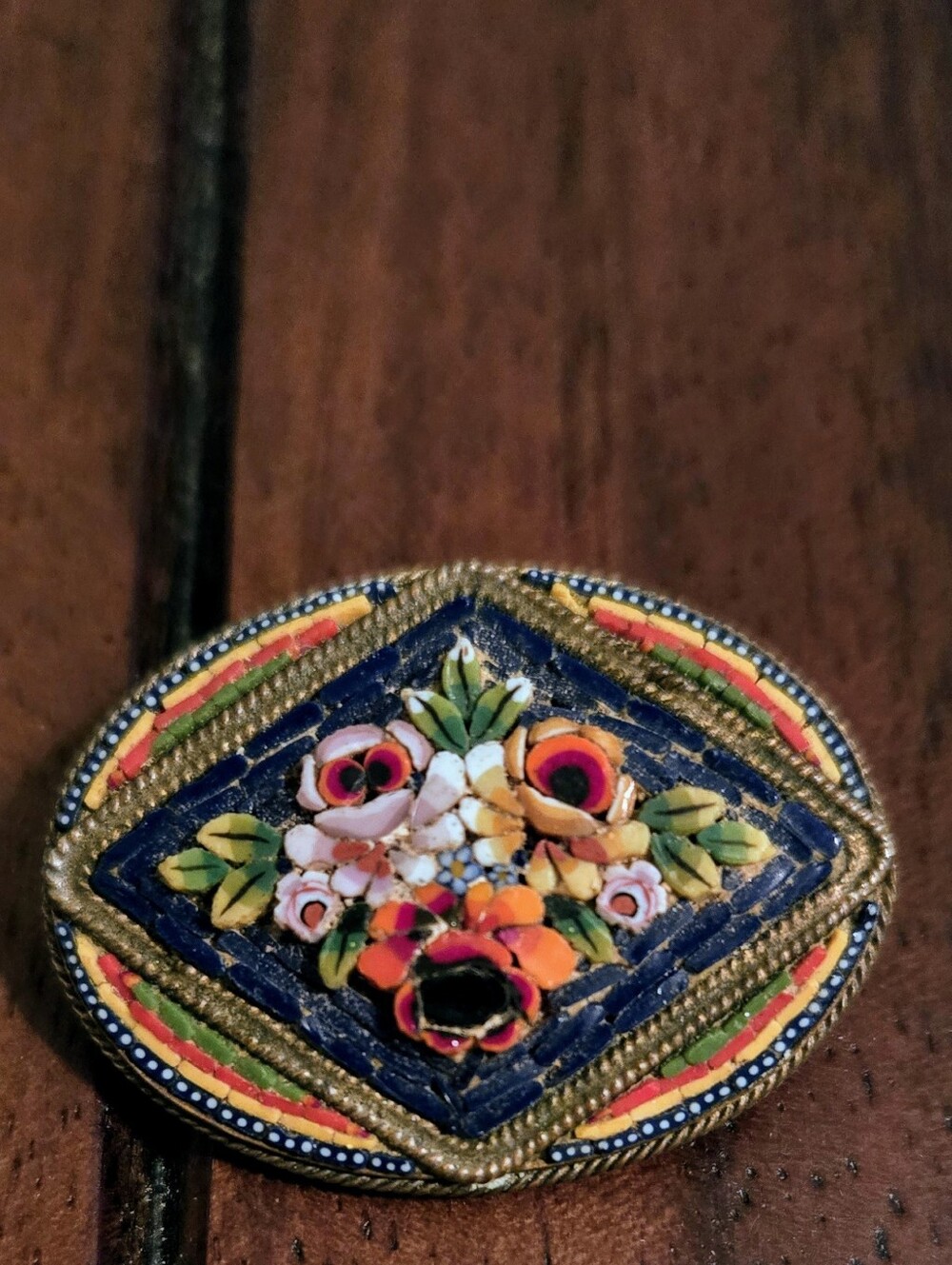 Antique Micro Mosaic Millefori Brooch Italy